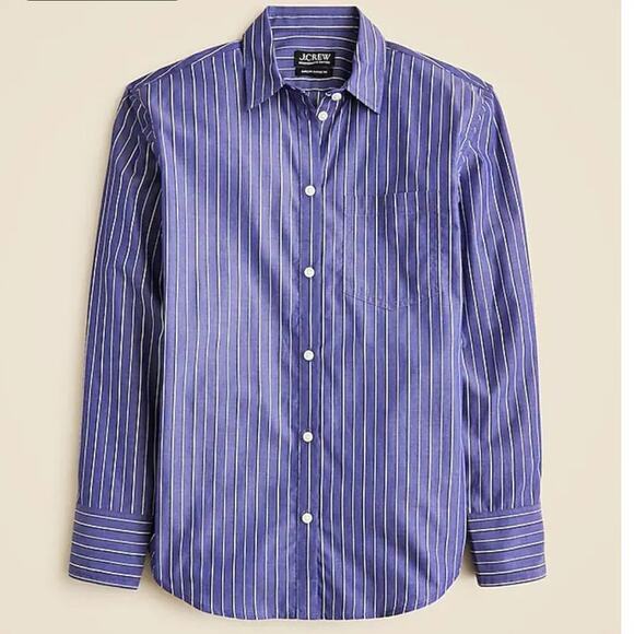 NWT J. Crew Relaxed Cotton Poplin Pajama "Shirt Only" In Stripe S - Picture 1 of 8
